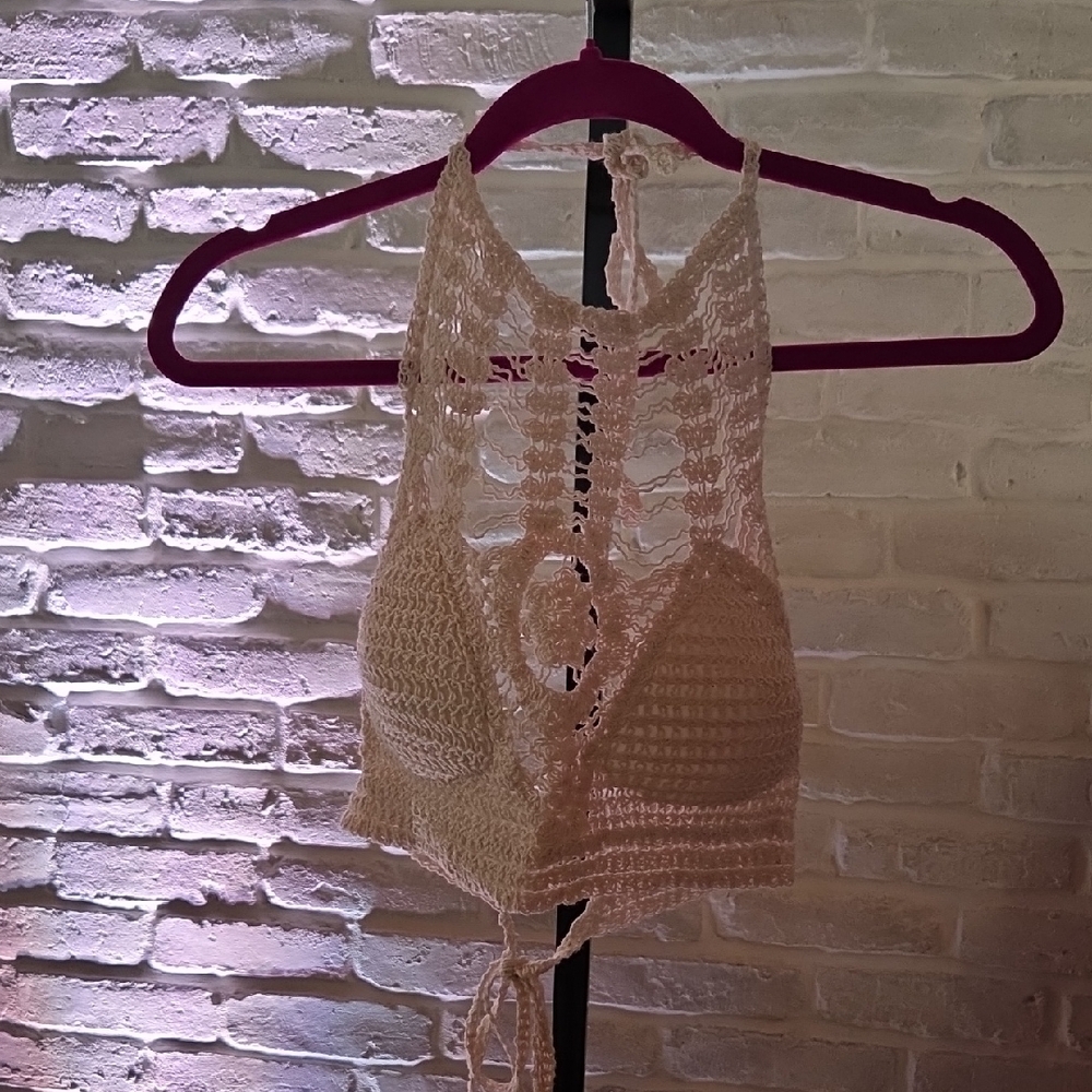 Crochet Halter Top in Cream
